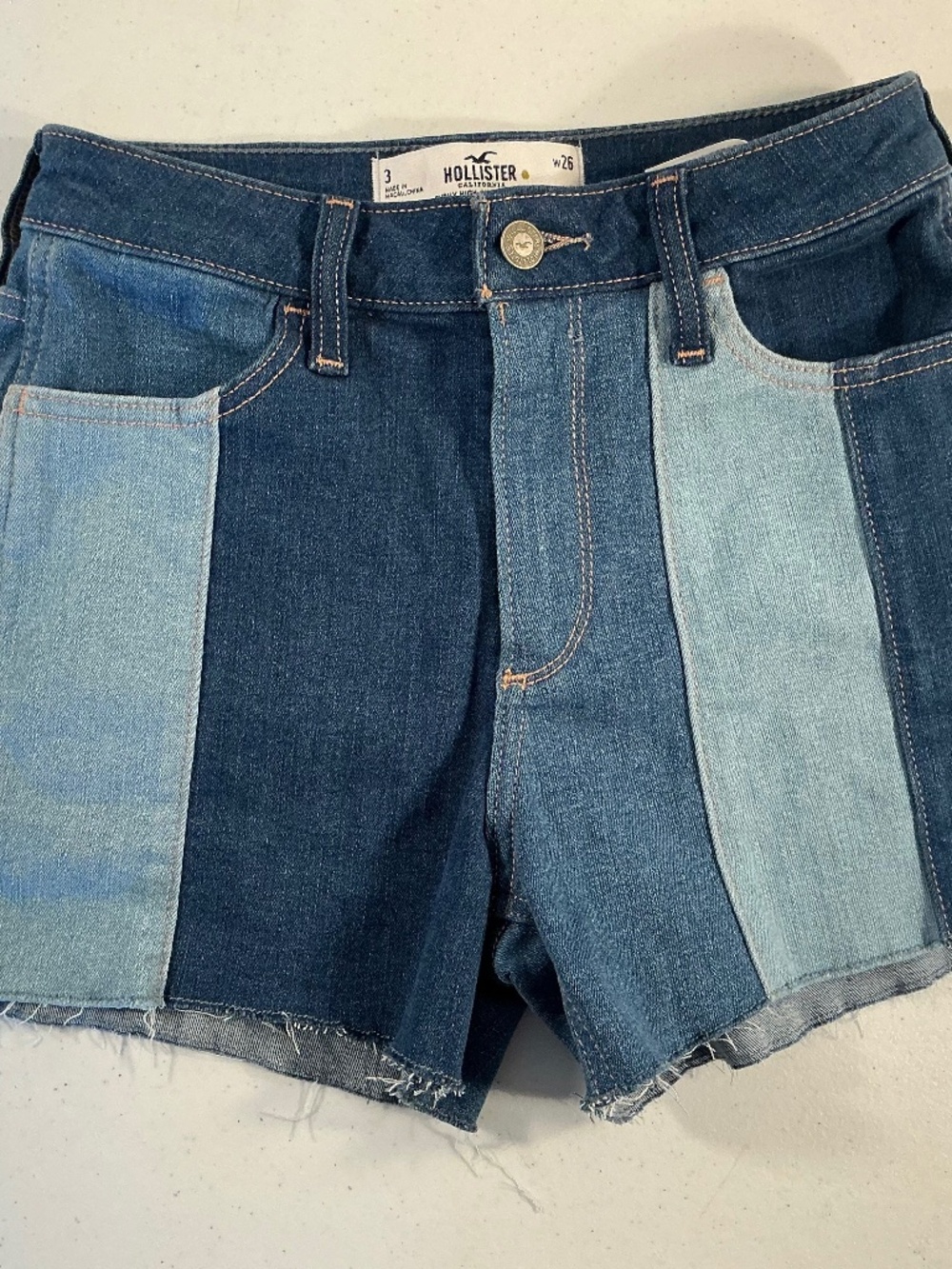 Hollister denim color block shorts size 26